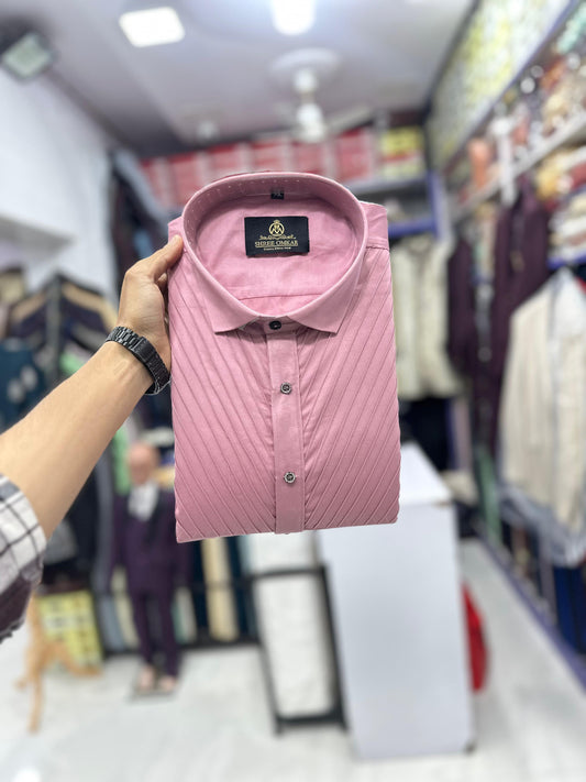 Onion Pink Designer Shirt for Men | Premium Satin Cotton Shirt by Shree Omkar