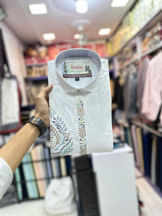 White Designer Jethalal Shirt