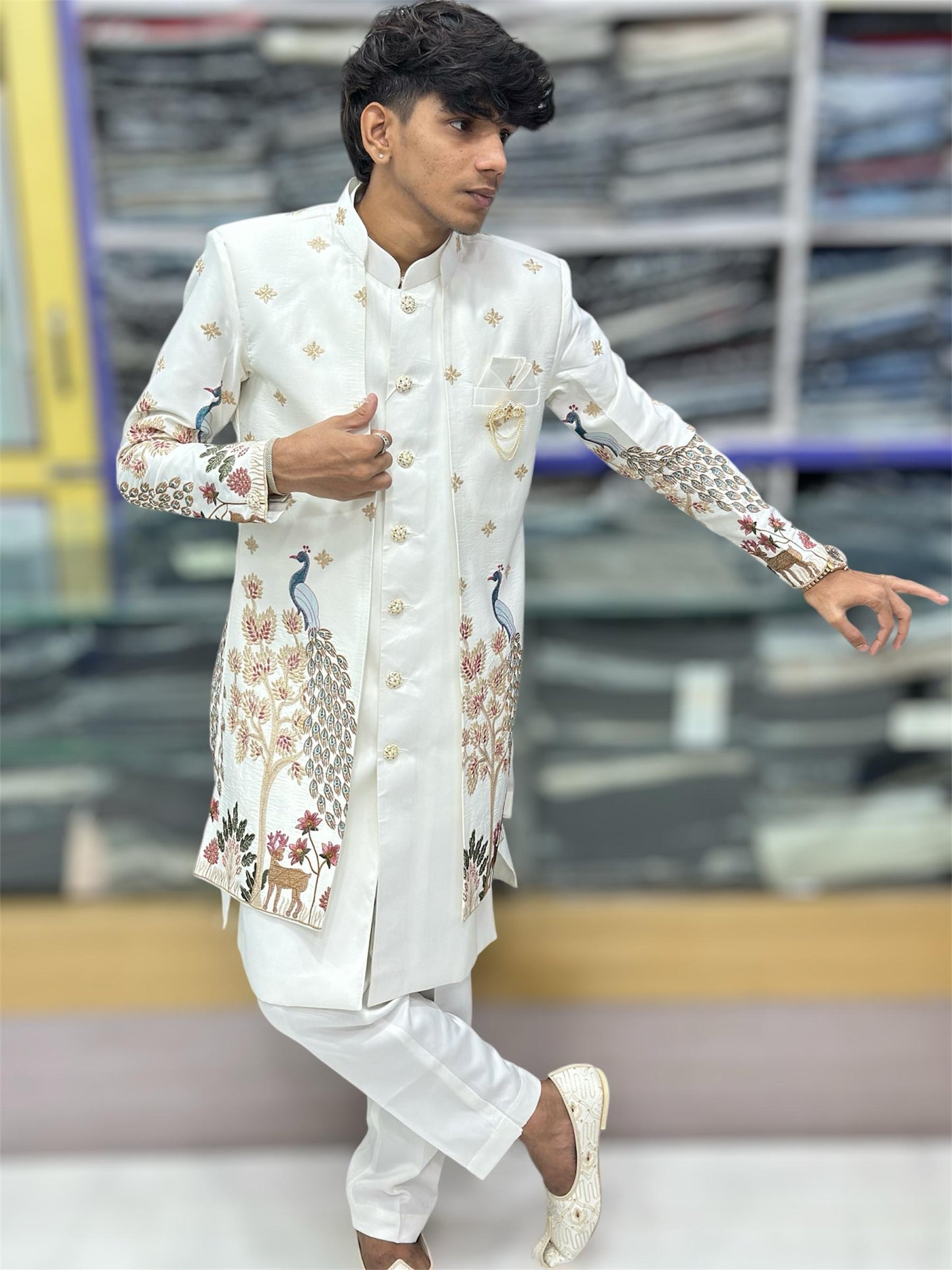 Off-White Indowestern For Mens