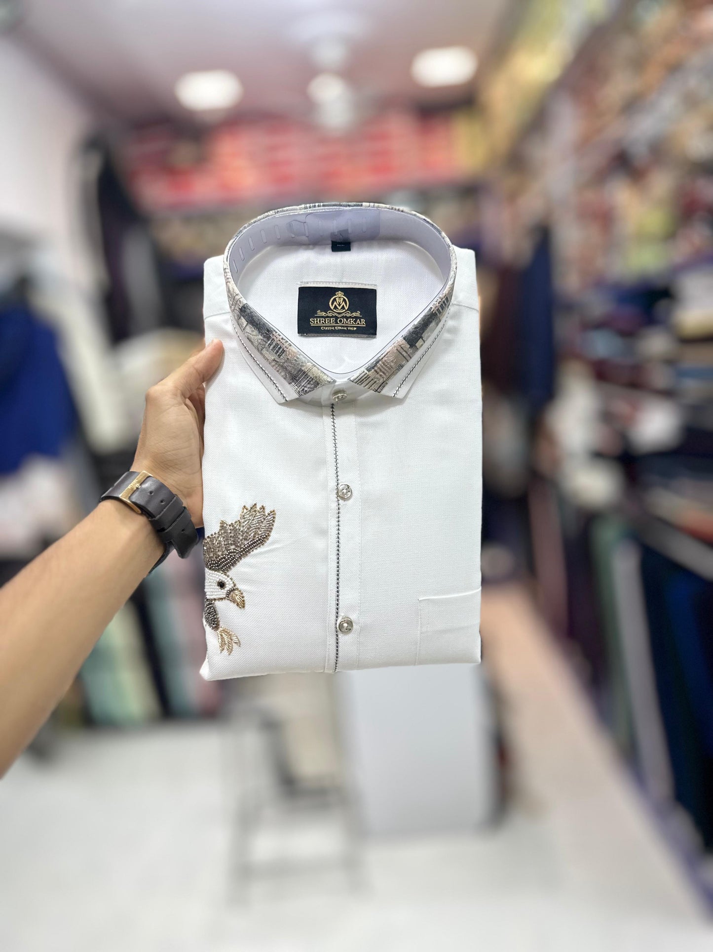 Eagle Embroidery Designer Shirt Like Jethalal