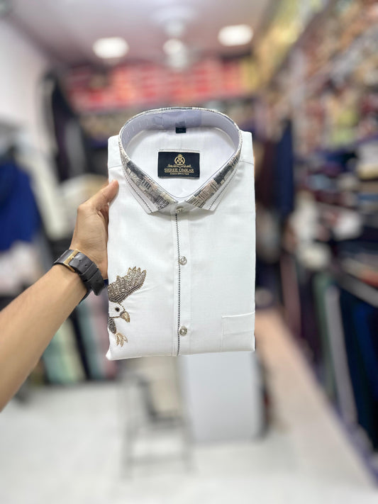 Eagle Embroidery Designer Shirt Like Jethalal