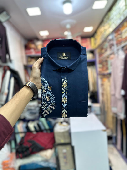 Navy Blue Designer Jethalal Shirt
