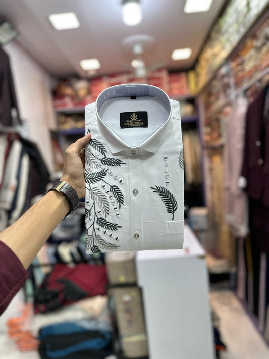 White Leaf Designer Shirt
