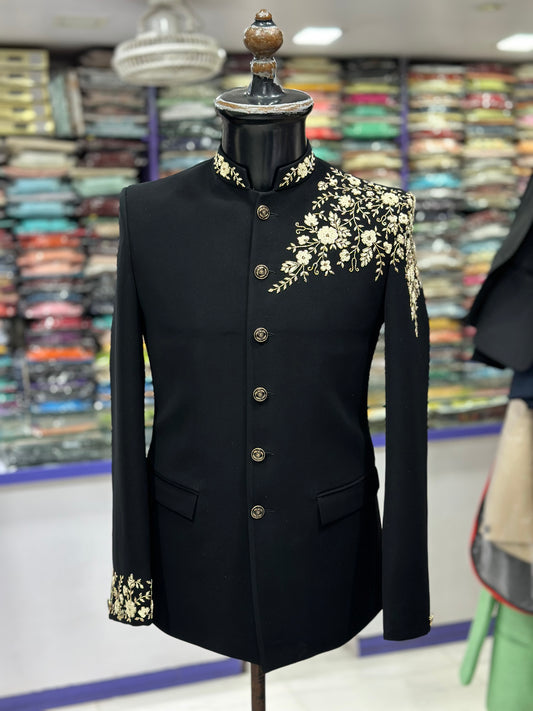 Black Embroidery Jodhpuri Suit for Men – Customizable | Shree Omkar