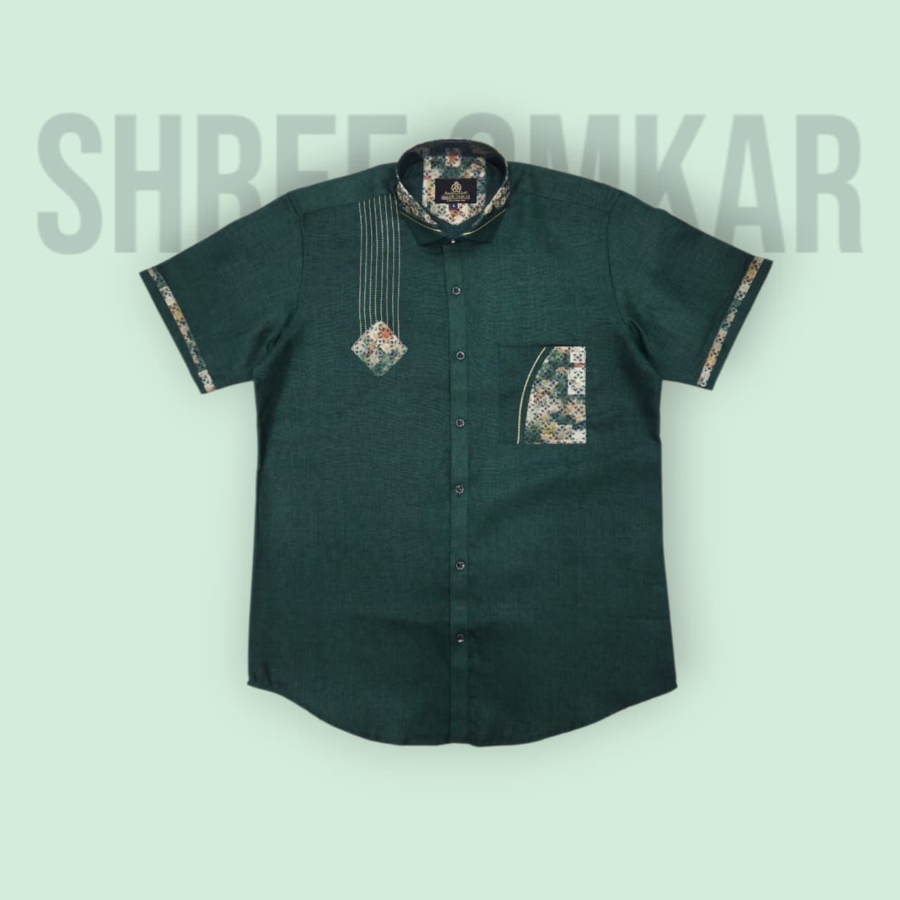 Bottle Green Designer Shirt for Men – Available in all sizes (M-3XL) | Shree Omkar