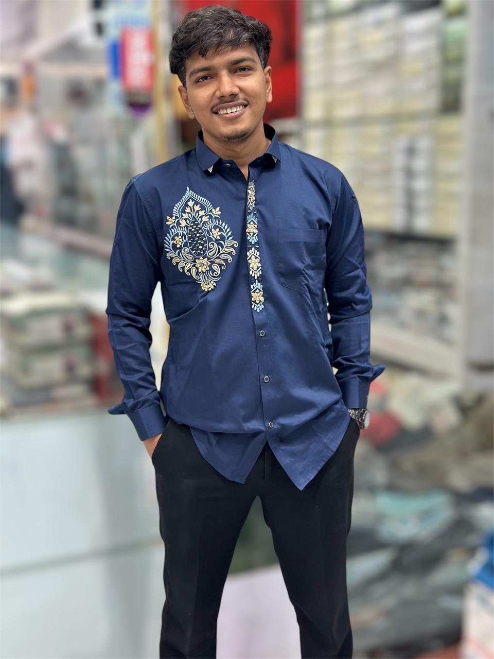 Navy Blue Designer Jethalal Shirt