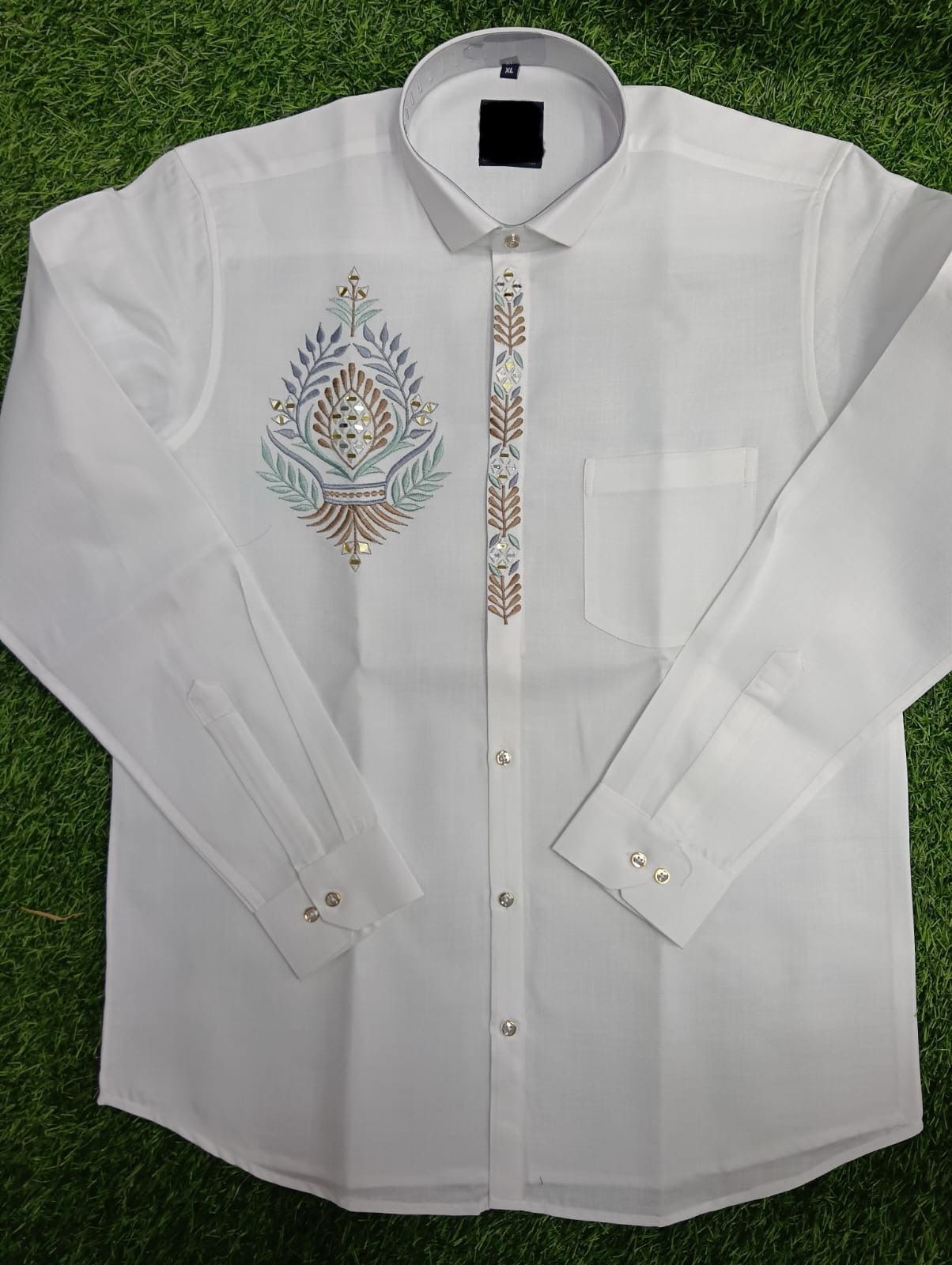 White Designer Jethalal Shirt