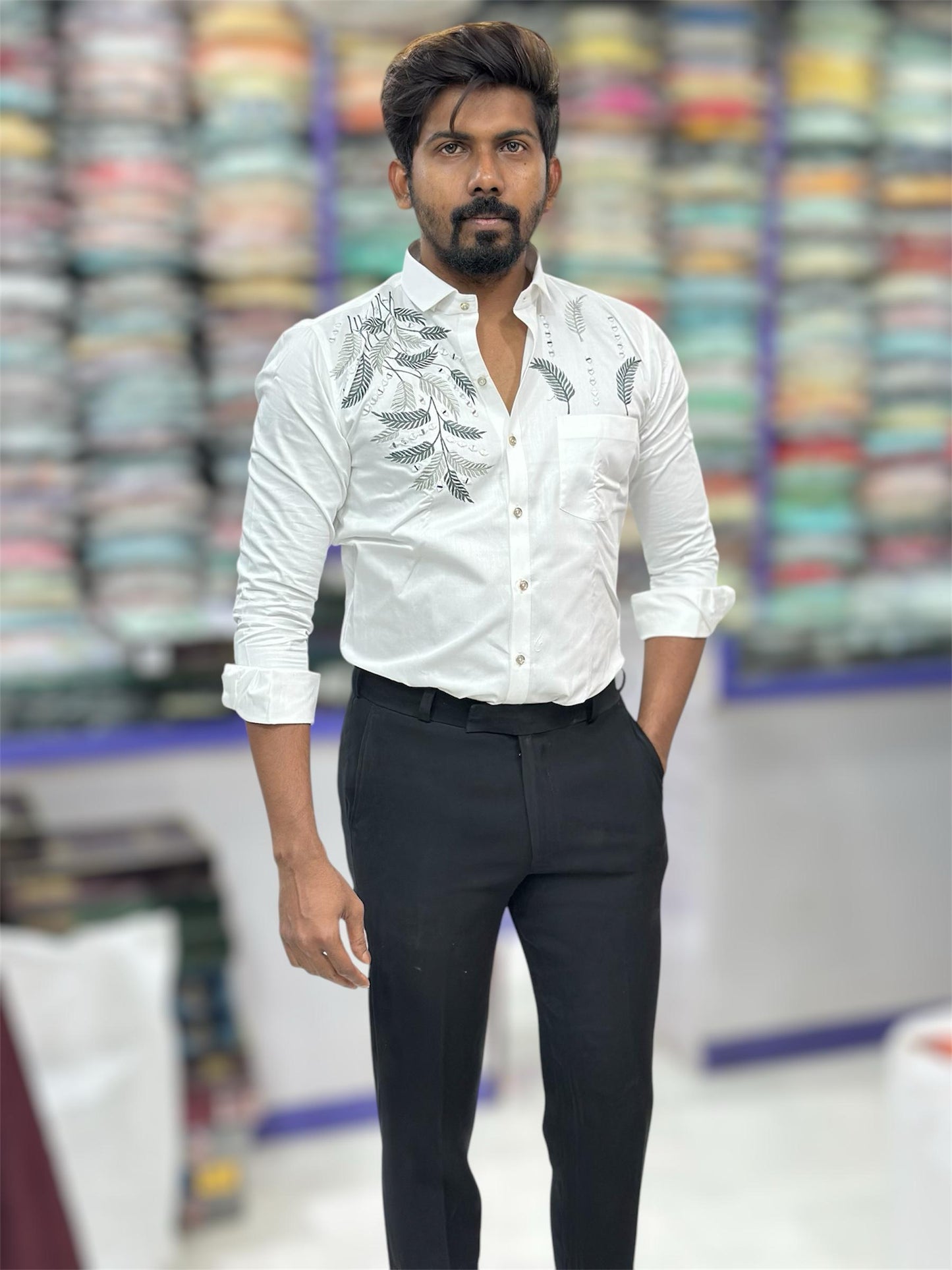 White Leaf Designer Shirt